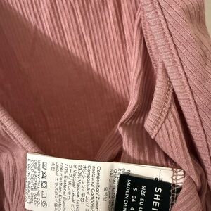 SHEIN Dusty Pink Ribbed Knit Top